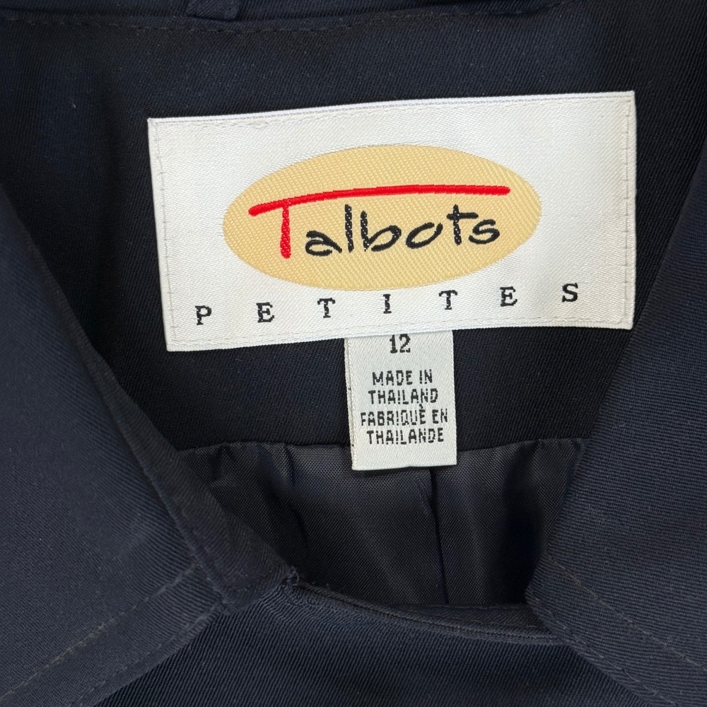 Talbots Trench Coat Women 12P Navy Double Breasted Belted Professional Classic - Picture 2 of 16